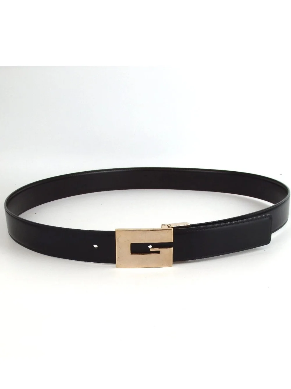 Gucci Black Leather Belt with Gold G Buckle